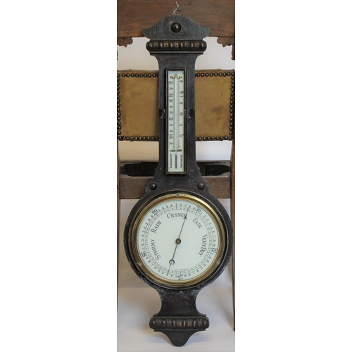 681 - Late Victorian Oak Cased Banjo Barometer.
Height: 33 inches.