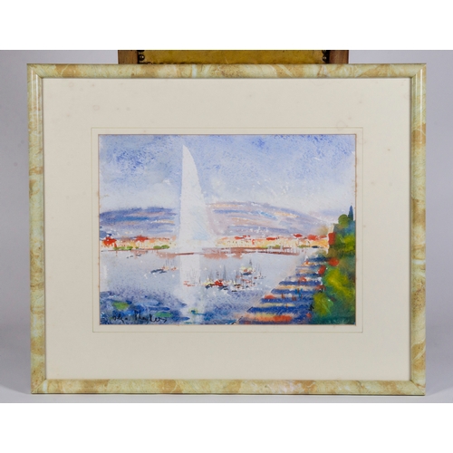 563 - A Swiss impressionist water colour, signed. 15 x 16 inches.