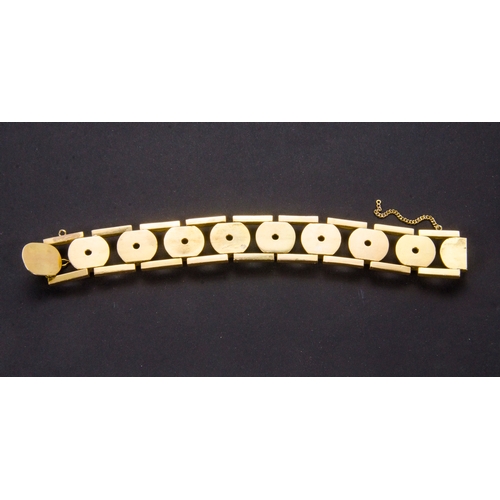 138 - An 18 Carat Gold Ball and Bar Bracelet, modernist design, marked 18K, possibly after a design to 