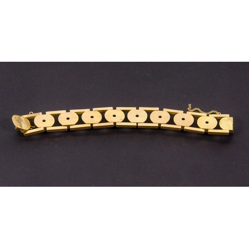 138 - An 18 Carat Gold Ball and Bar Bracelet, modernist design, marked 18K, possibly after a design to 