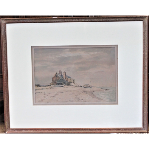 562 - A Sussex school water colour, depicting the beach at Winchelsea, by George Graham, ROI and RSW.