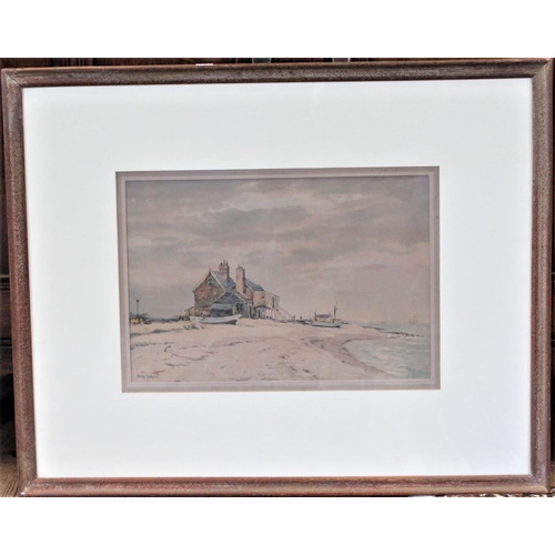 562 - A Sussex school water colour, depicting the beach at Winchelsea, by George Graham, ROI and RSW.