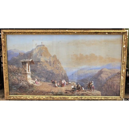 542 - A Charles Vatcher watercolour, depicting cavaliers and castles, 1818-1883, Rosa/De/Salvator among th... 