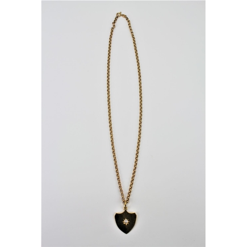 100 - A gold and diamond set locket, on a 9 carat gold chain. 13 grams.