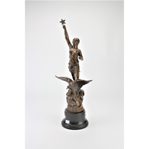 667 - A late 19th century French spelter figure, designed as a young girl with a star, resting on the back... 