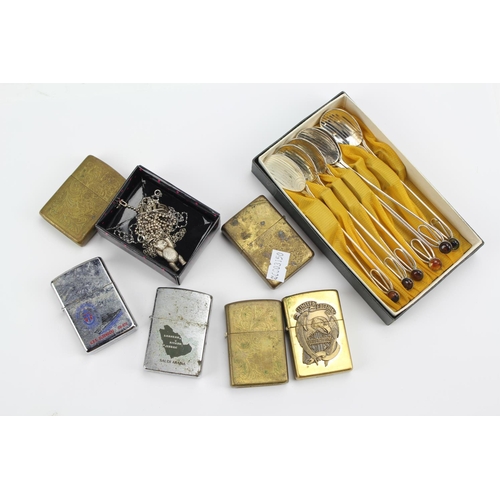 94 - A collection of various Flickham cigarette lighters, jewellery etc.