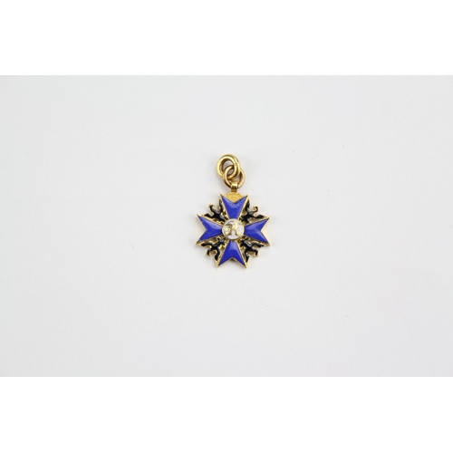 638 - Part of a collection of European orders and decorations, a Sicilian gold and blue Maltese cross, the... 