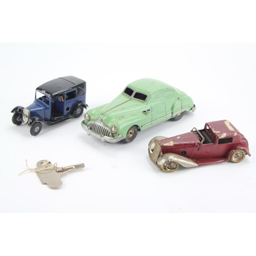 898 - 3 x Tin Plate Cars to include a Triang-Minic Taxi in Blue, a Gama-Schuco Car in Green & Triang-Minic... 