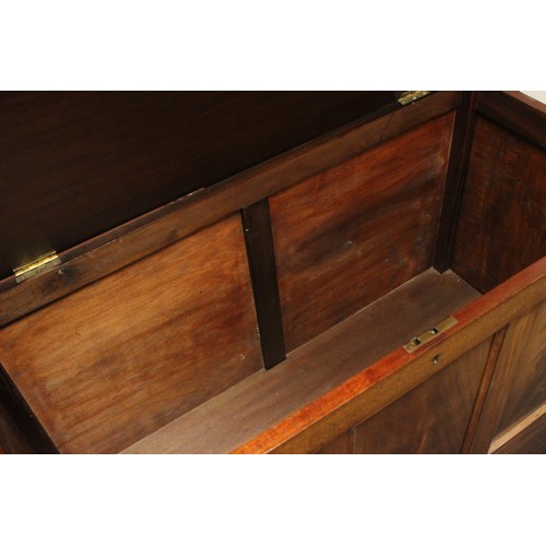 372 - A Mahogany panelled lift top coffer with large single drawer, Measuring 40 inches across x 36 inches... 