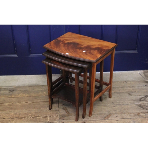 378 - A Nest of Three Cuban Mahogany Veneered Coffee Tables. Width 46 cm x Depth 36 cm x Height 50 cm.