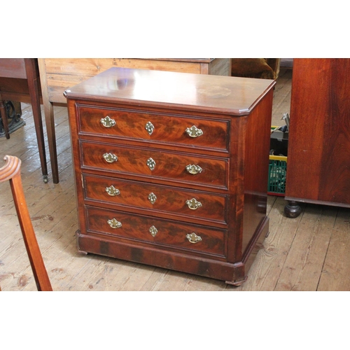 383 - A Continental Mahogany Chest of Drawers. Measuring: 30 inches High x 30 inches Wide x 18 inches Deep... 