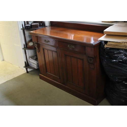 386 - A Victorian Walnut Sideboard Fitted Two Drawers, Cupboards and Rail Back. Measuring 121cm Wide x 87c... 