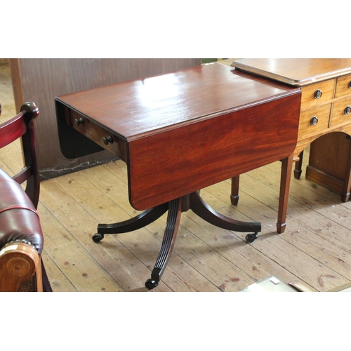 388 - An Antique Victorian Mahogany Drop Flap Table Resting on Circular Pedestal and Four Swept Out Legs. ... 