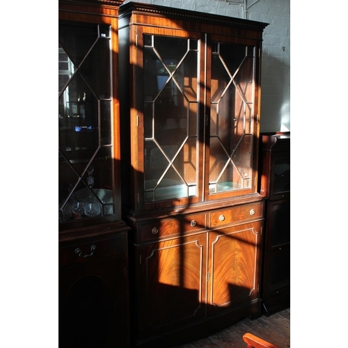 400 - A Georgian Design Mahogany Astragal Glazed Book Case, Glass Fronted Display Cabinet Fitted with 3 Gl... 