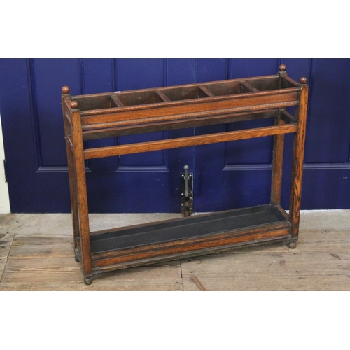 405 - A Victorian Oak Umbrella Stand with Drip Tray.