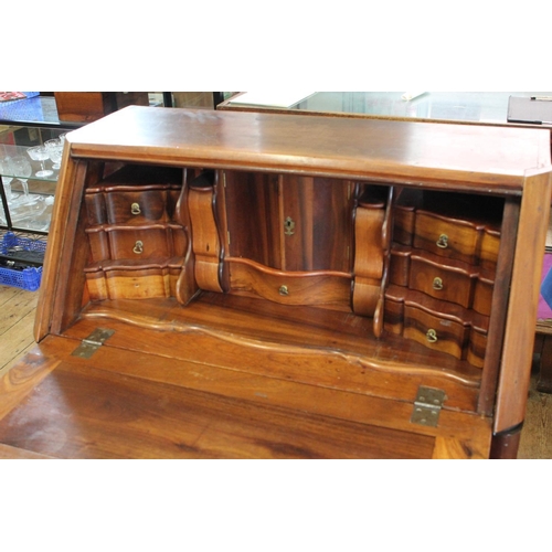 417 - A Scarce South African Block Front Bureau with Fitted Interior, 3 Drawers on Pad Feet.