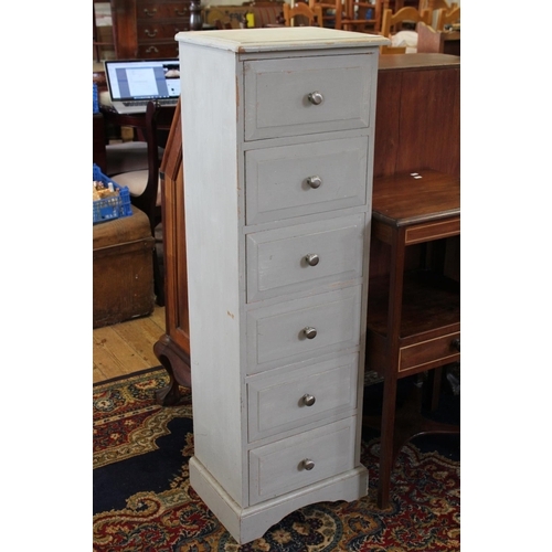 419 - A Reproduction Painted Pine Chest of Six Drawers. Measuring: 48 inches high x 12 inches deep x 15 in... 