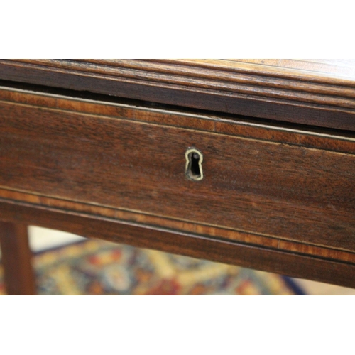 420 - An Edwardian Satinwood inlaid Mahogany Side Table Fitted with a Single Drawer, Resting on Square Leg... 