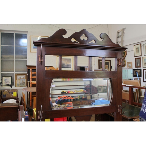 452 - An Edwardian Stained as Mahogany Hall Stand fitted lift top glove compartment & double drip trays. M... 