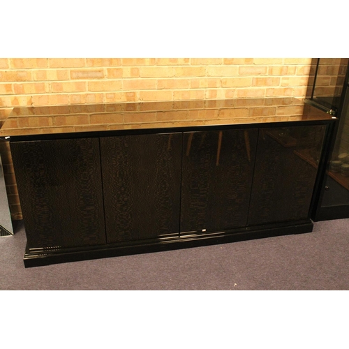 459 - A Dining Room Suite to include a Set of 10 Black Lacquer Manhattan Design High Pierced Back Dining C... 