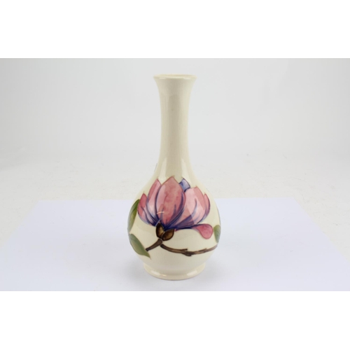 560 - A Modern Moorcroft Art Nouveau Design Flare Lipped Onion Vase Decorated with Pink Dahlia and Green L... 