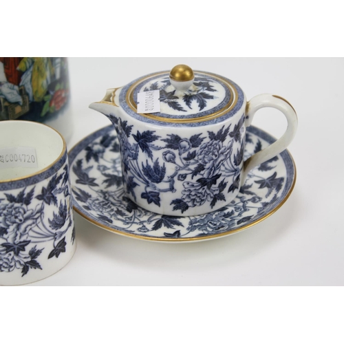 586 - A Wedgwood Blue & White Tea China, a Chinese decorated Staffordshire twin handled mug & a Mintons de... 