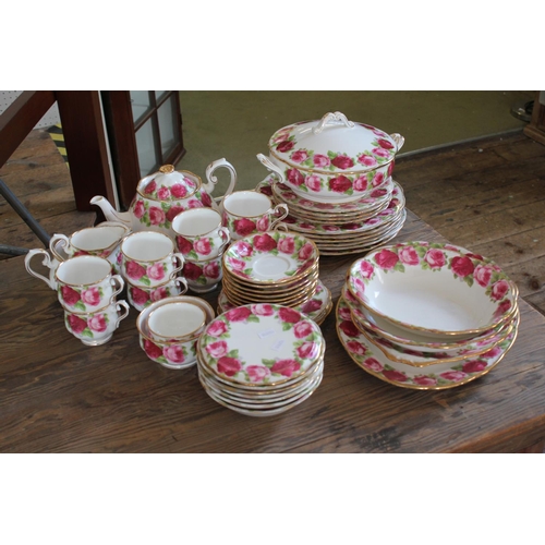 347 - A quantity of Early Royal Albert Old English Rose Pattern Tea and Dinner China, Tureen and Bowls, et... 