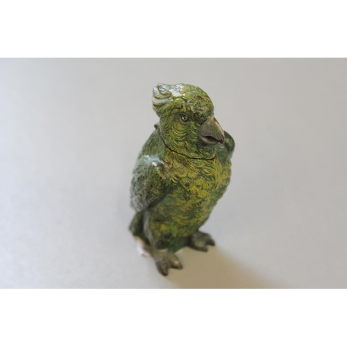 678 - An Interesting Bronzed Study of a Green Parrot.