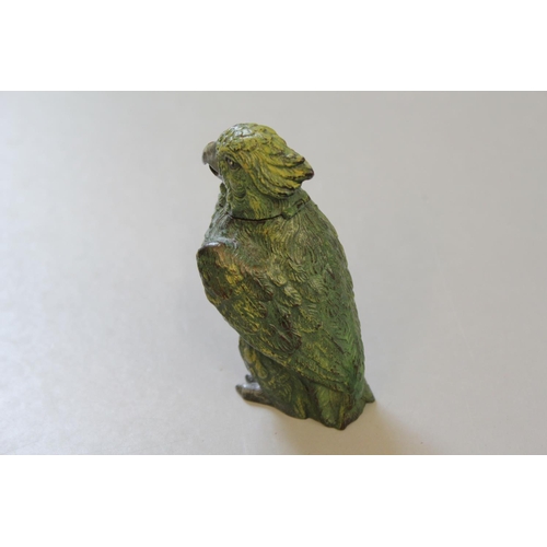 678 - An Interesting Bronzed Study of a Green Parrot.