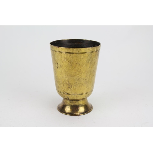 689 - An 18th Century Possibly German Guild Beaker with Hammered Base and Line engraving.