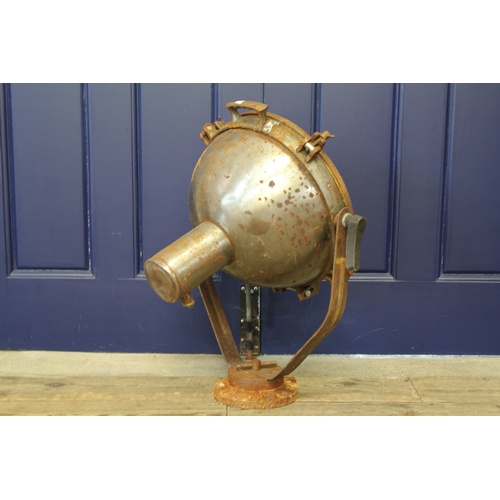 315 - A Scarce Set of 3 Original Second World War Steel & Iron Cased Naval Searchlights with Front Grilles... 