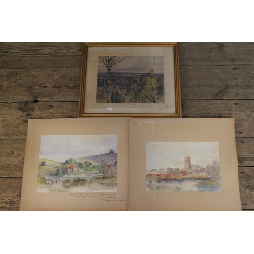 607 - Three Water Colours to include Christchurch Priory, Bold Wind Mill Inn, Abbotsbury Built by Monks, D... 