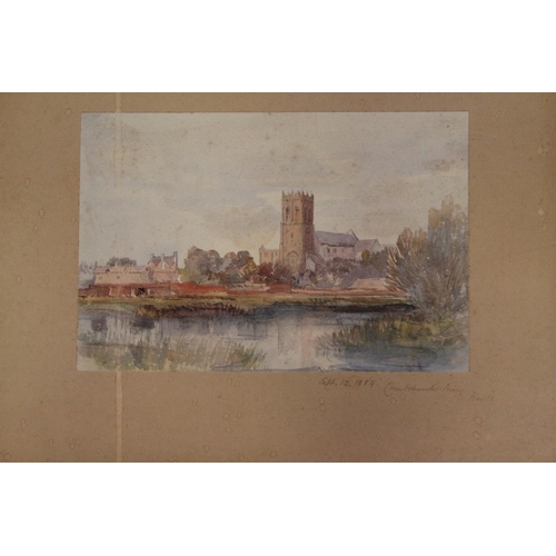 607 - Three Water Colours to include Christchurch Priory, Bold Wind Mill Inn, Abbotsbury Built by Monks, D... 