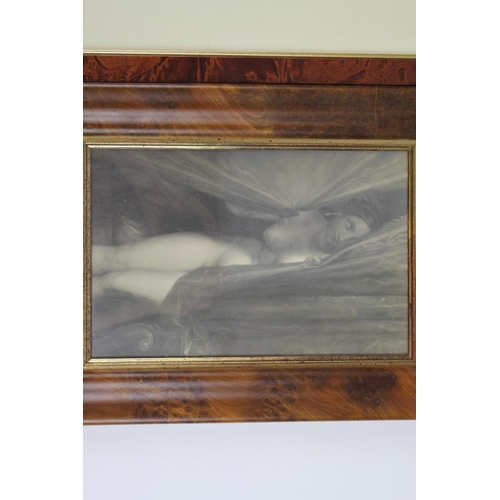 624 - A Victorian Cromo of a young girl bathing with jug  by Daniel Tixier framed and glazed and a black a... 