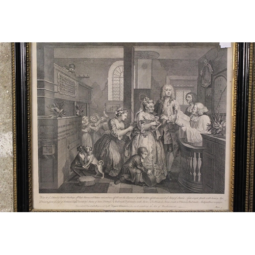 626 - Hogarth 18th Century prints, including The Lunatic, and the Raquesprogree to dodgy marriage.