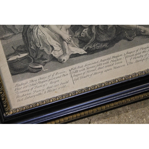 626 - Hogarth 18th Century prints, including The Lunatic, and the Raquesprogree to dodgy marriage.