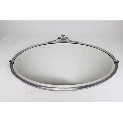 463 - A Chrome Framed Adams Design Hall Mirror with Bevelled Glass and Vase Decoration.