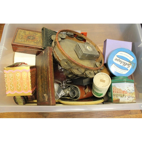 465 - A Fly Catcher, Glasses, Binoculars, Tins, Boxes, Wallets, etc.