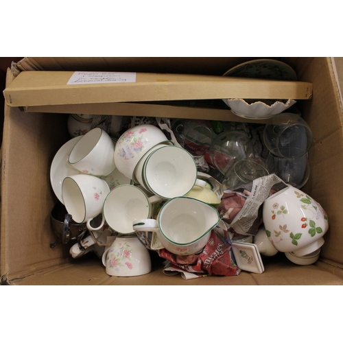 476 - A Plated Sauce Boat, Tea Sets, Sliding Rules, China, Glass Smalls, Wedgwood Vase, Dresden Pin Dish, ... 