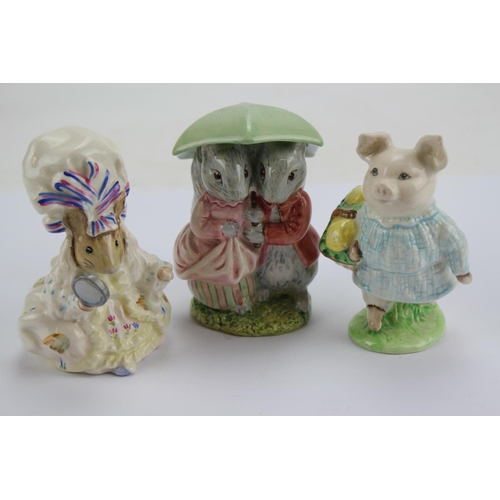 493 - 3 x Beatrix Potter Beswick Figurines to include Lady Mouse 51, Little Pig Robinson 48 and Goody and ... 