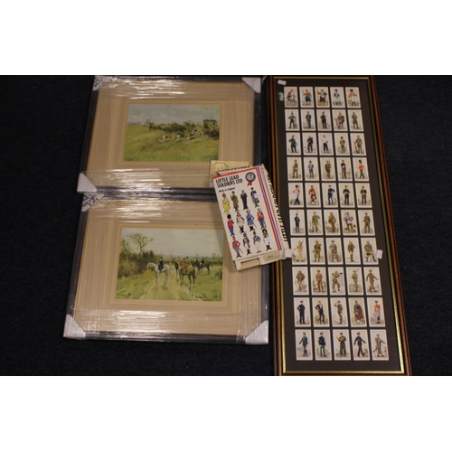 513 - A Collection of Framed Players Cigarette Cards of Regimental Colours, Two Other Prints and a Box wit... 