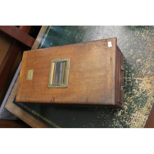 516 - A Late 19th Century Mahogany & Brass mounted Cash Till with a Glass Top from a shop in 