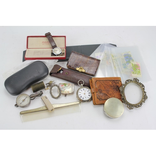 517 - A Audax Wrist Watch along with a Small Mother of Pearl Purse, a Viewfinder, Plated Pocket Watch, Spe... 