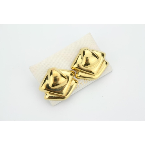 69 - A Pair of 18ct Gold Die Stamped Earrings of Art Deco Form. Weighing 4.1 Grams.