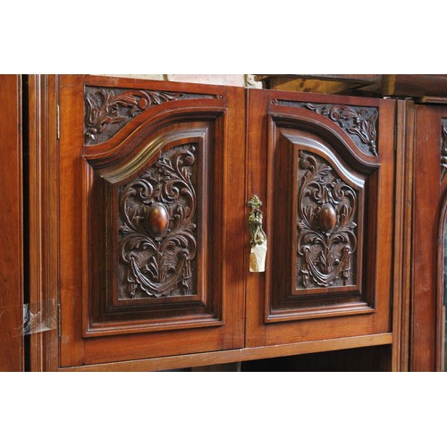 221 - A Victorian Mahogany Beaconsfield Design Sunk Section, Open Fronted Wardrobe Fitted in Section, Mirr... 