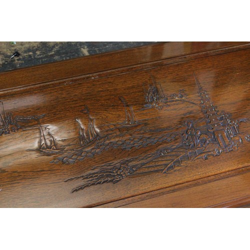 217 - A Scarce Chinese Camphorwood Coffer with an Ocean Scene & Inner Tray & Original Singapore Receipt fr... 