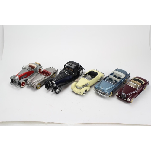 324 - A Collection of 6 x 1/24th Scale Danbury/Franklin Mint Model Cars to include: 1 x Buick, 1 x Bugatti... 