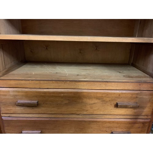 232 - An Arts and Crafts Cotswold School Three Drawers Walnut Linen Cabinet/Wardrobe with Panelled Sides, ... 