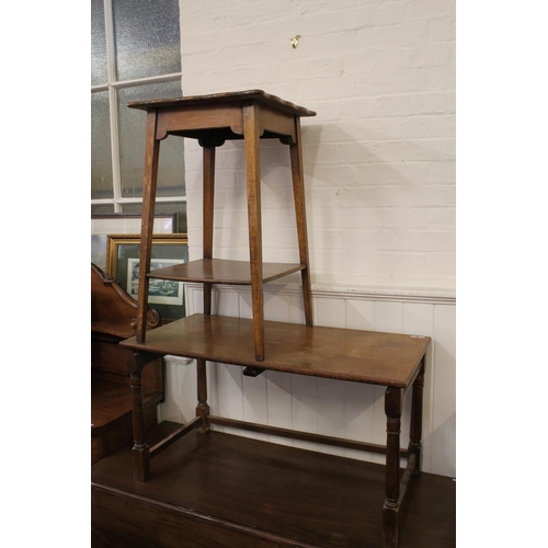 440 - An Arts & Crafts Oak Two Tier Occasional Table along with a Similar Oak Coffee Table.