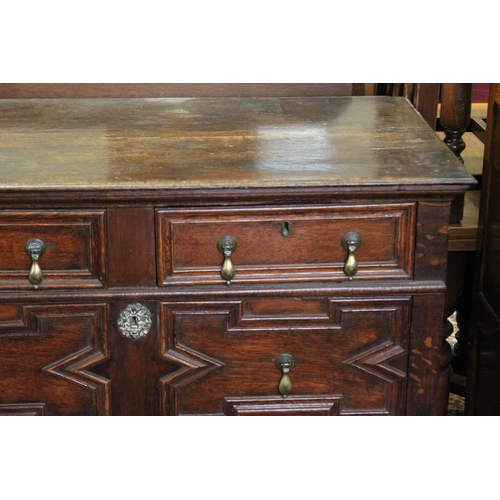 441 - A Jacobean Designed Chester Drawers with Panelled Front & Sides, Two Short Drawers above Three Long ... 